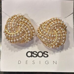 ASOS Gold and White Spiral Stud Earrings